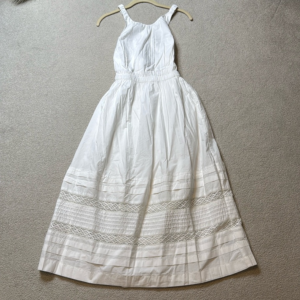 NWT Gap Lace Cross-Back Midi Dress in New Off White - XXS